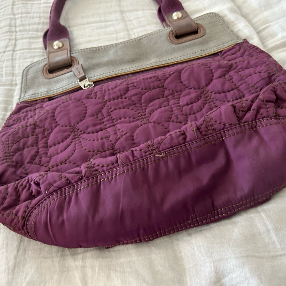 Fossil keyper plum quilted leather accent purse - Picture 7 of 7